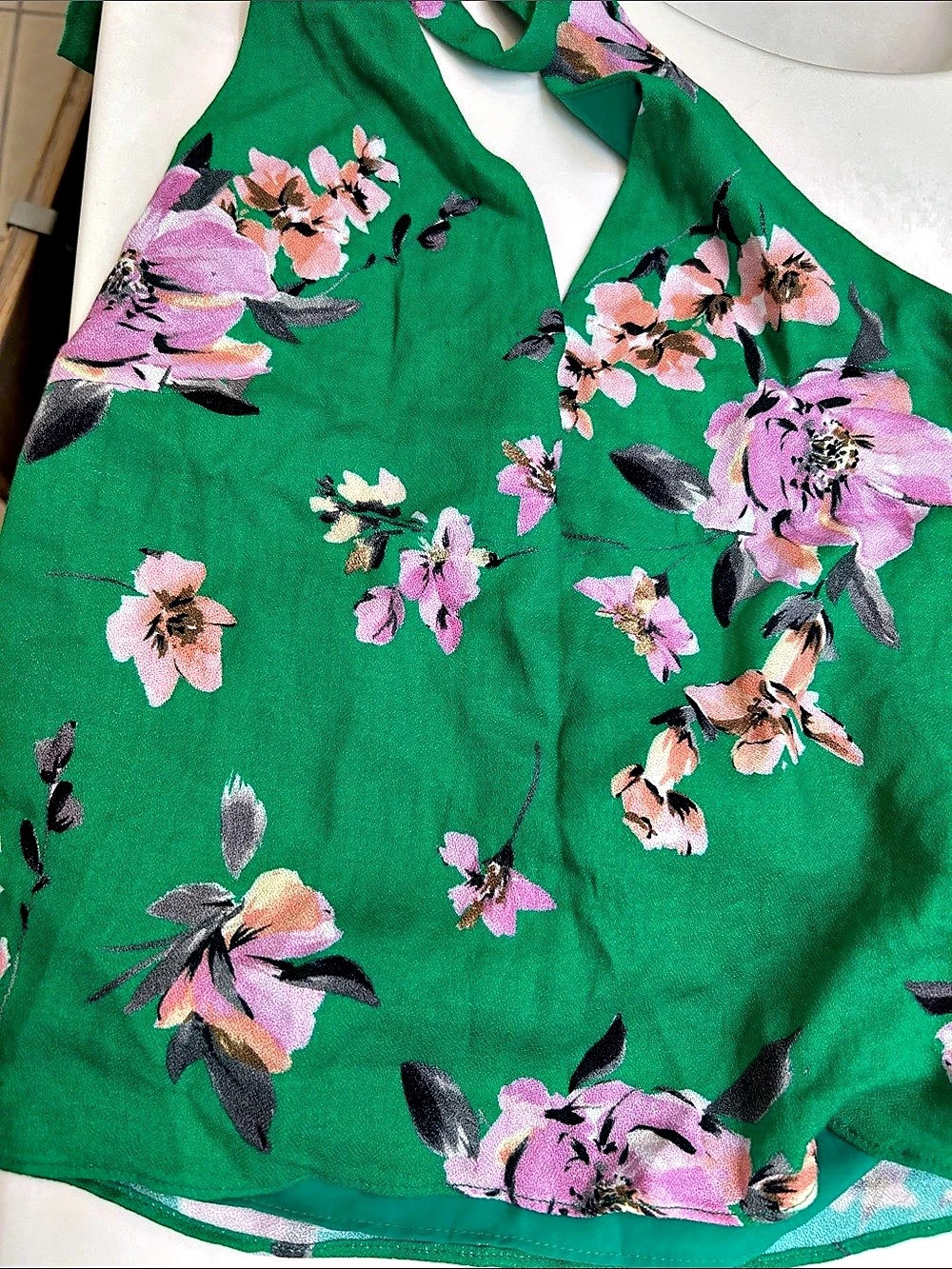 ASOS Floral Mini Dress in Green & Pink Size Small NWT